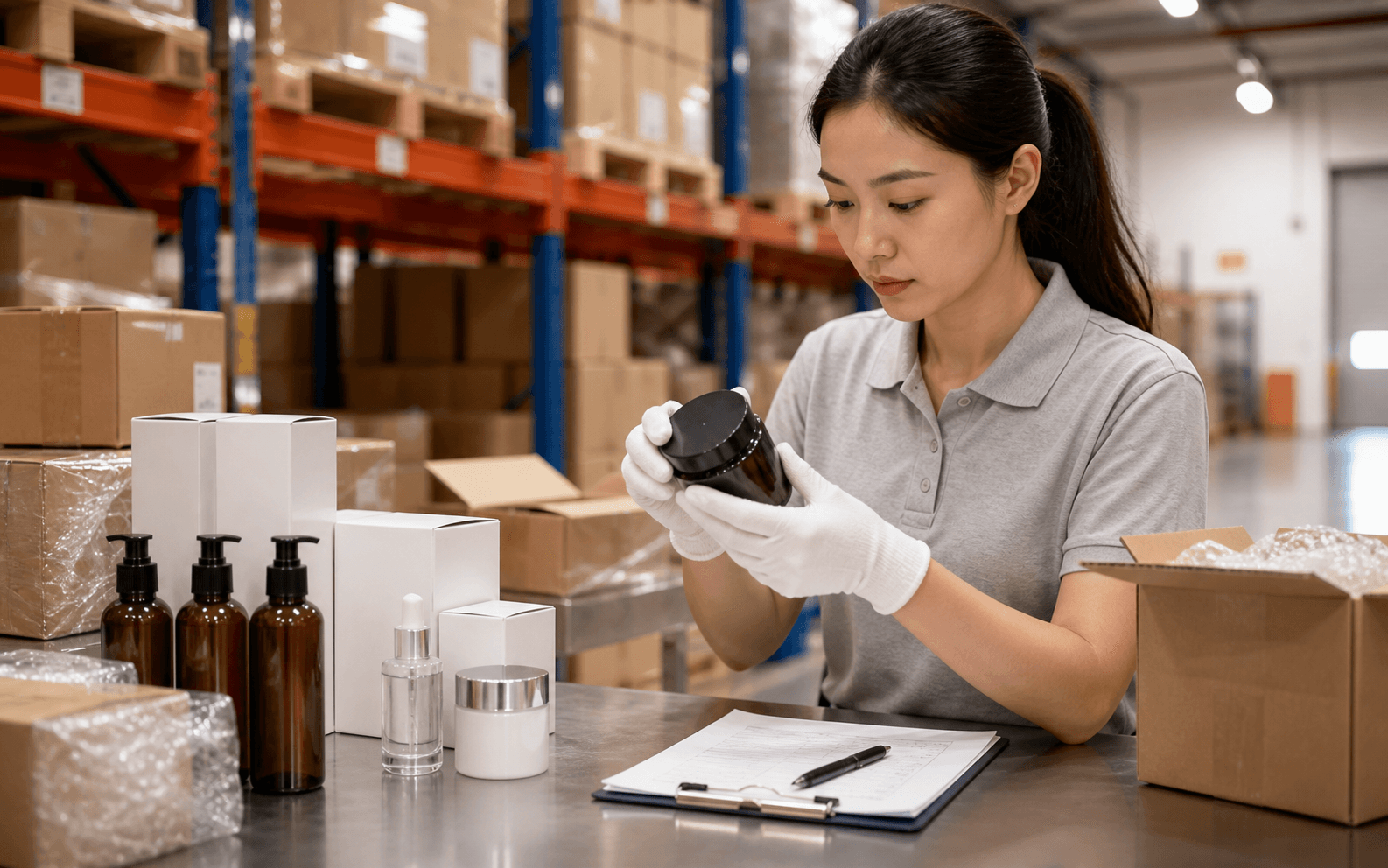 Production follow-up notes and product checks with a China supplier